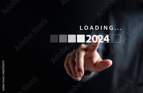 Loading progress from 2023 to 2024 to countdown happy new year.