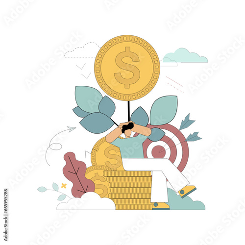 Profit concept. Income from investments. Achieving financial success. Financial cushion. Vector flat illustration