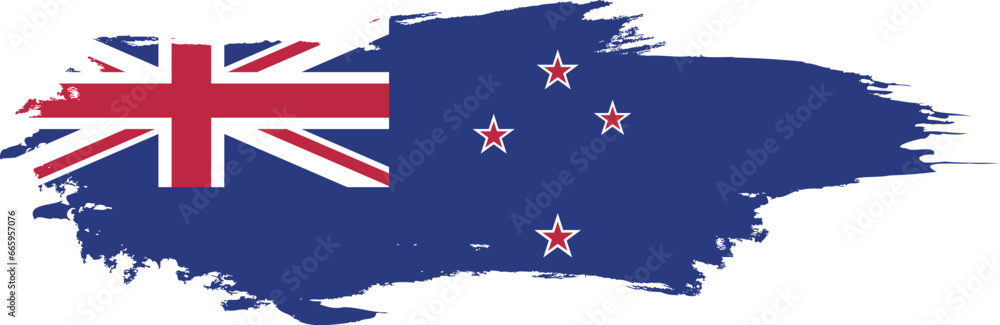 New Zealand flag on brush paint stroke.