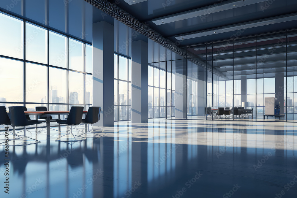 Modern office interior with this image of an empty open space, ideal for business concepts. The contemporary workplace offers a corporate background perfect for a range of professional projects. Modern office interior with this image of an empty open space, ideal for business concepts. The contemporary workplace offers a corporate background perfect for a range of professional projects.