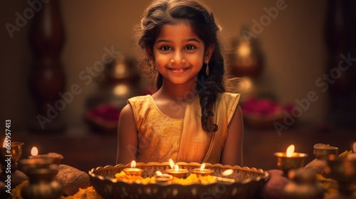 Diwali Prayer Ceremony with beautiful indian girls