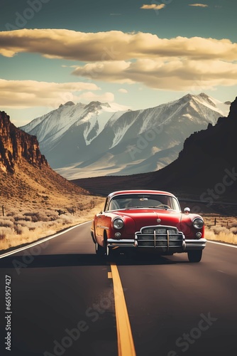 retro classic car on the road © Danu