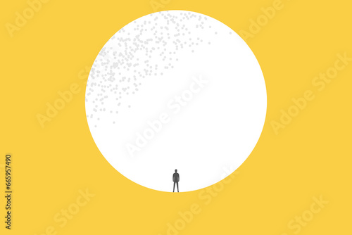 Business recruitment or hiring vector concept. Looking for talent. Business man standing in spotlight or searchlight looking for new career opportunities. Eps10 vector illustration
