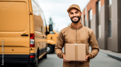 delivery man holding box  © kimly