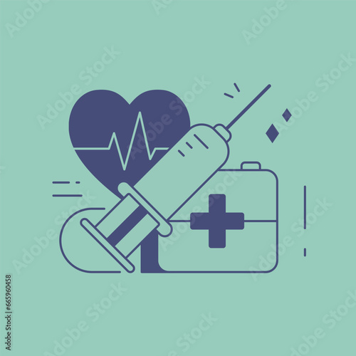 Medicine and Health line wallpaper. Vector illustration