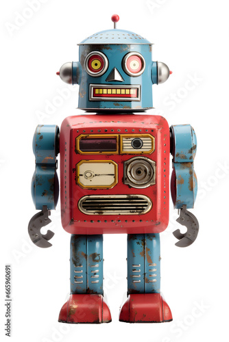 Isolated vintage tin robot
