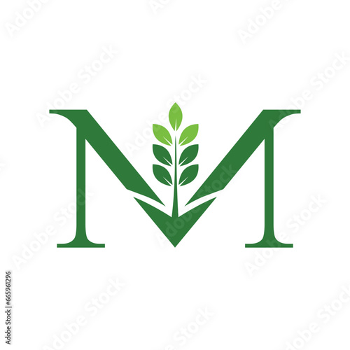 letter M agriculture plantation logo icon