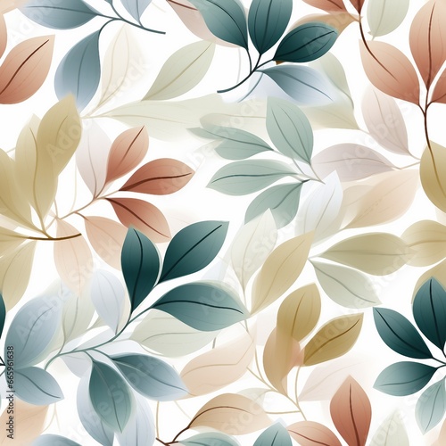 Wrapping tea leaves pattern seamless vector. Minimal tea plant bush leaves floral textile print. Herbal sketchy seamless background pattern with nature elements. generative ai.
