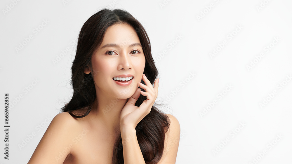 Beautiful young asian woman with clean fresh skin on white background, Face care, Facial treatment, Cosmetology, beauty and spa, Asian women portrait. Beautiful young asian woman with clean fresh skin on white background, Face care, Facial treatment, Cosmetology, beauty and spa, Asian women portrait.