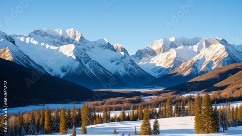 Winter landscape with snowy mountains. AI Generated © DEER FLUFFY