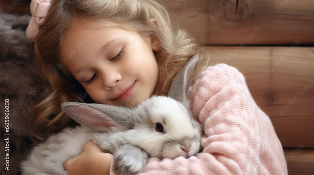 copy space, stockphoto, cute little child cuddling a cute rabbit. Love and affection between a cute rabbit and a young child. Beautiful design for a calendar. copy space, stockphoto, cute little child cuddling a cute rabbit. Love and affection between a cute rabbit and a young child. Beautiful design for a calendar.