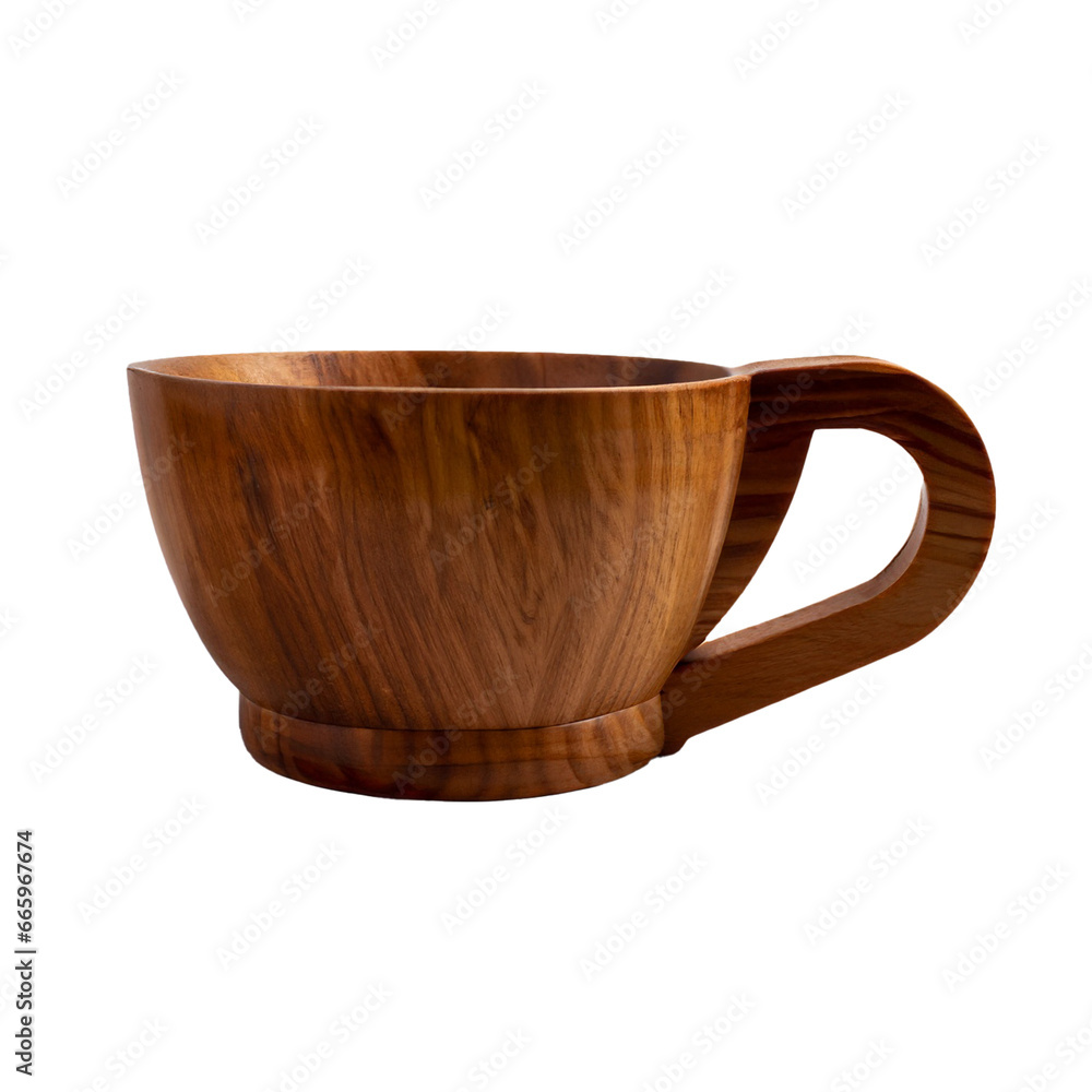 Wooden mug isolated on a transparent background Generative AI Wooden mug isolated on a transparent background Generative AI