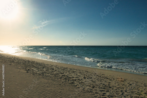 Varadero  CUBA - APRIL 08  2023   The beach of Varadero in Cuba on a beautiful summer morning