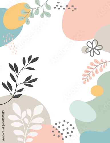 Design banner frame flower Spring background with beautiful. flower background for design. Colorful background with tropical plants. Place for your text.