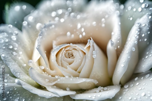 close up of a rose with drops