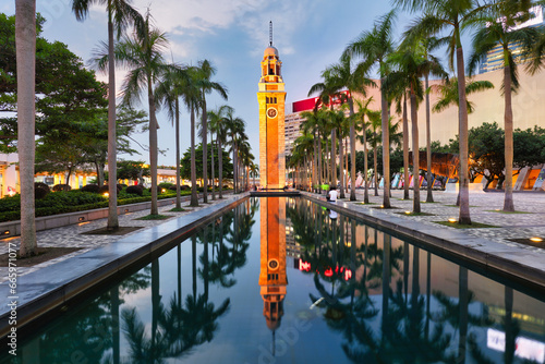 Photography Night view Old Clock Tower in Hong Kong