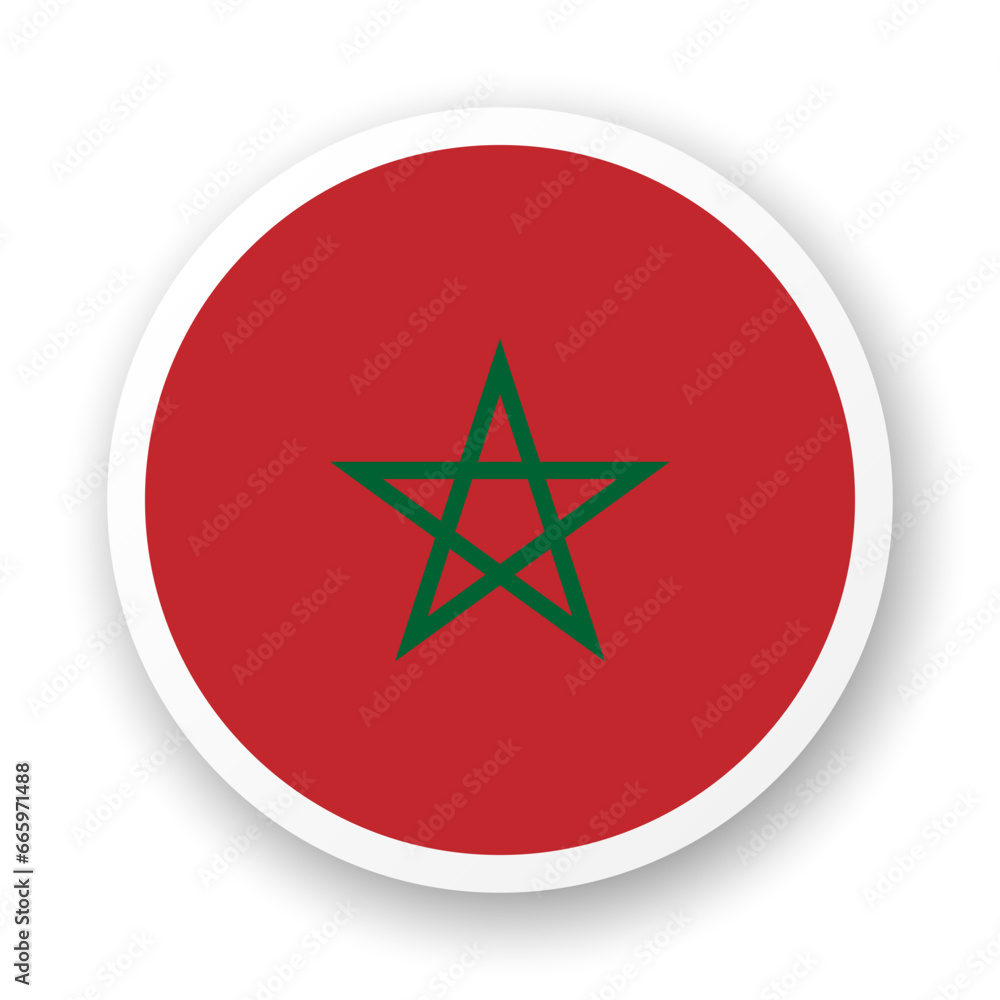Flag of Morocco flat icon. Round vector element with shadow underneath. Best for mobile apps, UI and web design. Flag of Morocco flat icon. Round vector element with shadow underneath. Best for mobile apps, UI and web design.