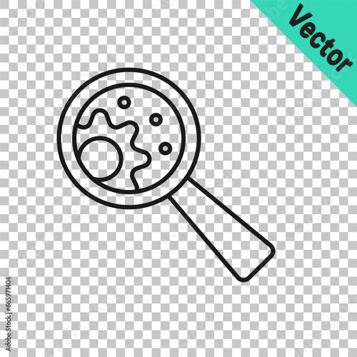 Black line GMO icon isolated on transparent background. Genetically modified organism acronym. Dna food modification. Vector
