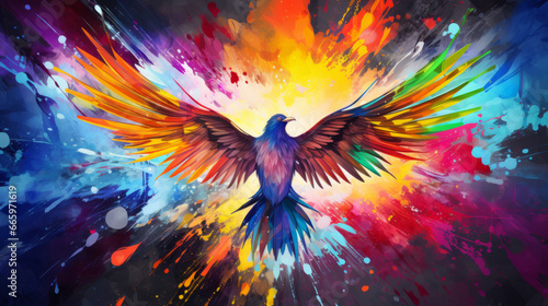 A rainbow color bird background