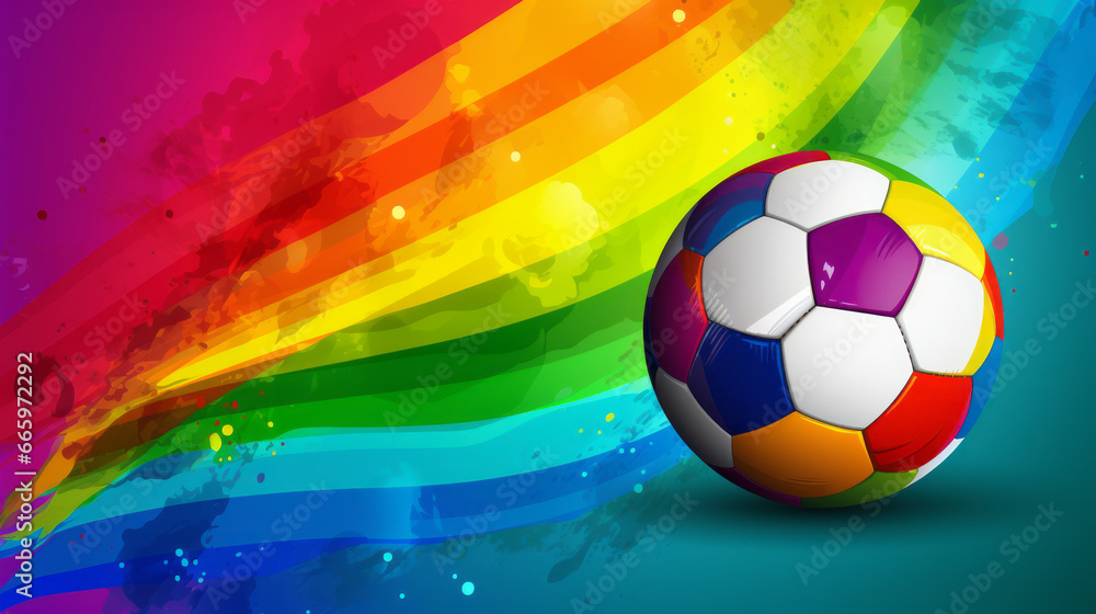Naklejka premium A lgbtq football with rainbow in the background