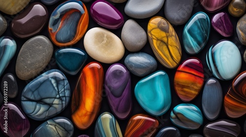 Colorful painted stones backdrop