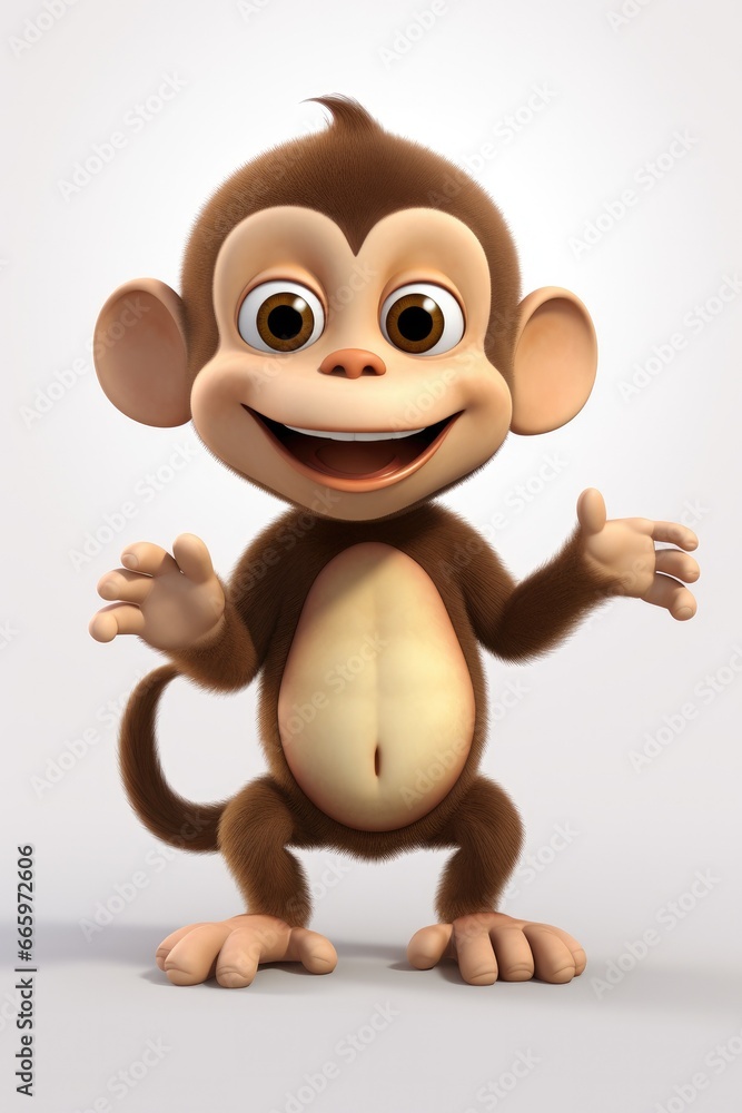 funny cartoon character cute monkey 3d animation Made with Generative AI funny cartoon character cute monkey 3d animation Made with Generative AI
