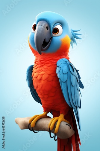 funny cartoon character cute parrot 3d animation Made with Generative AI