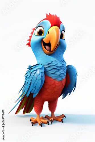 funny cartoon character cute parrot 3d animation Made with Generative AI