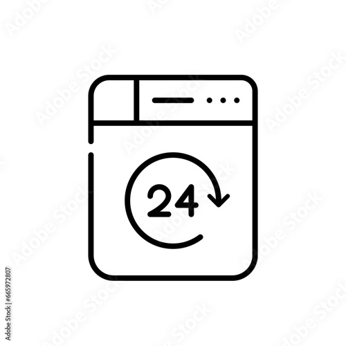 24 hour self-service laundry. Washing machine. Pixel perfect, editable stroke icon