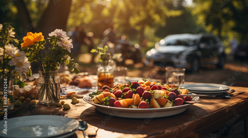 Photography of Vehicles and Picnic Tables Photography of Vehicles and Picnic Tables