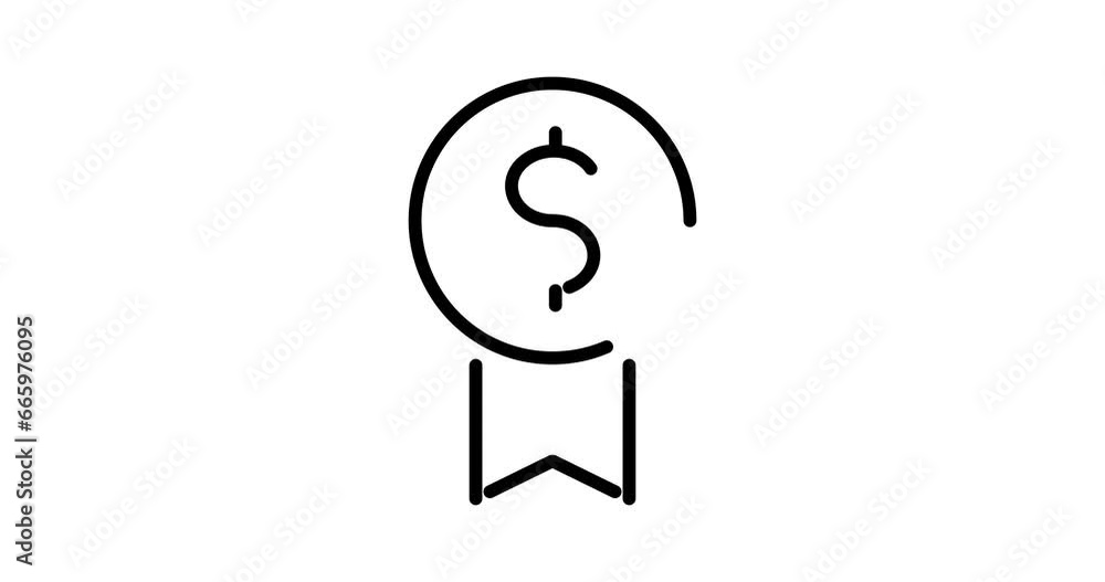 dollar medal animated outline icon with alpha channel. dollar medal 4k video animation for web, mobile and ui design dollar medal animated outline icon with alpha channel. dollar medal 4k video animation for web, mobile and ui design