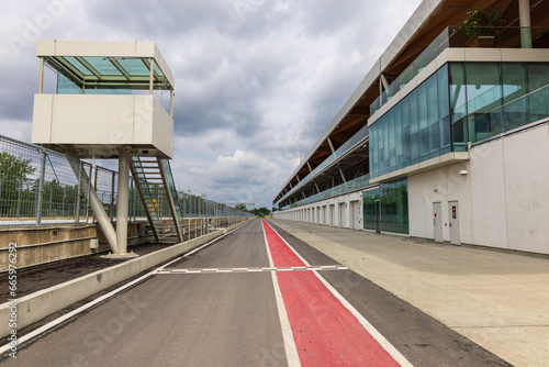 Entrance of the pit lane of the Gilles Villeneuve circuit, Montreal, Canada