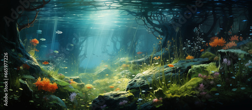 Underwater ecosystem, fish, coral, sunlight © Ali