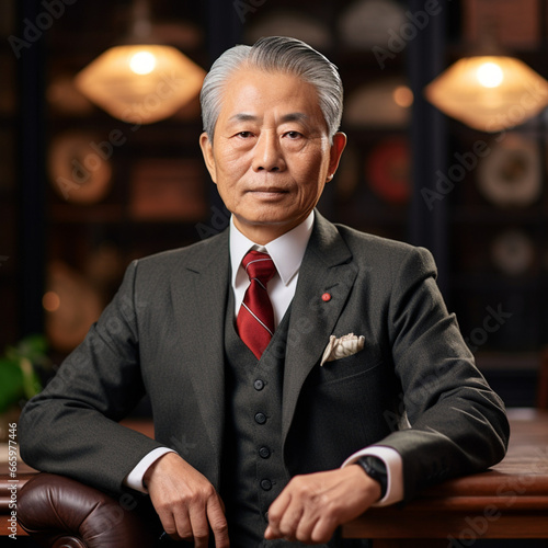 japanese small company president 60 years old, casual photo