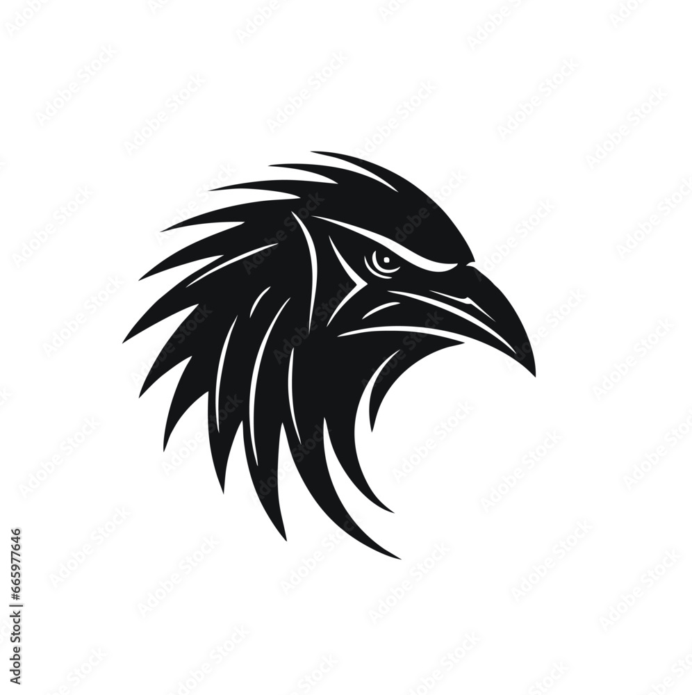 Apex predator bird head, black and white isolated on white background, mascot, design element for business, shirt, t shirt, logo, label, emblem, tatoo, sign, poster, emblems, Vector illustration Apex predator bird head, black and white isolated on white background, mascot, design element for business, shirt, t shirt, logo, label, emblem, tatoo, sign, poster, emblems, Vector illustration