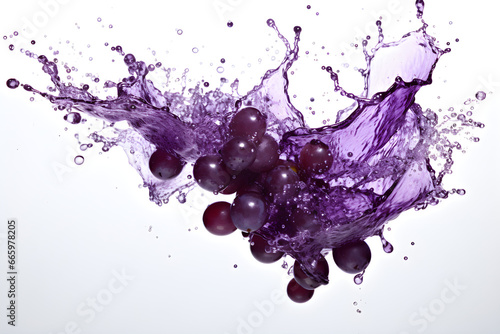 Fresh Purple Grape Juice Splash on white background