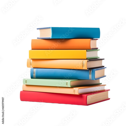Stack of chilren books on transparent background. Children books element. Png books.
