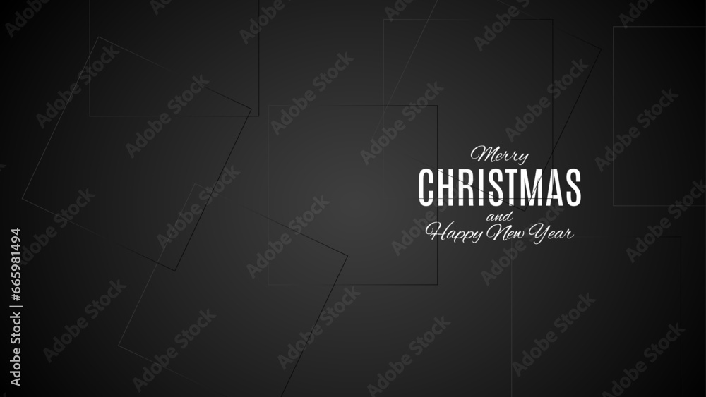 Obraz premium Merry Christmas and Happy New Year background, greeting card, poster, holiday cover. beautiful modern flat line art style. Xmas decoration.