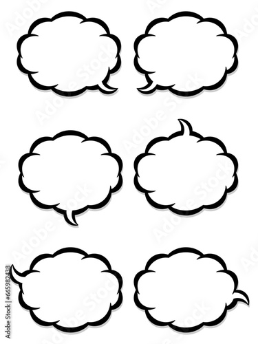 影付きふわふわ雲の吹き出し