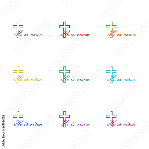He is risen sign icon isolated on white background. Set icons colorful