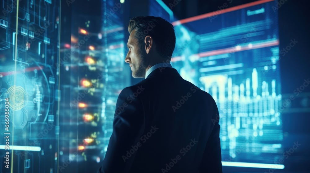 Fototapeta premium Businessman checking big data information.