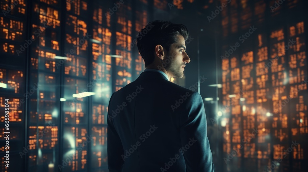 Businessman checking big data information. Businessman checking big data information.