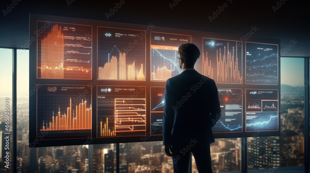 Businessman checking big data information.