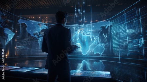 Businessman checking big data information. © sawitreelyaon