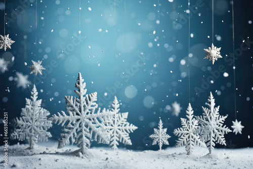 Snow flakes backdrop , White snowflake winter christmas snow background © Atchariya63