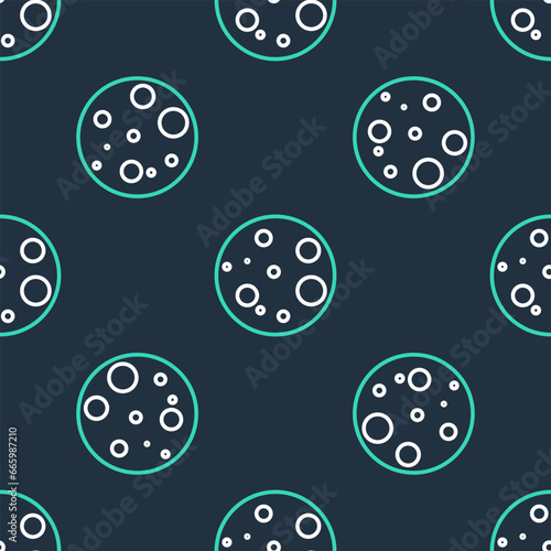 Line Moon icon isolated seamless pattern on black background. Vector