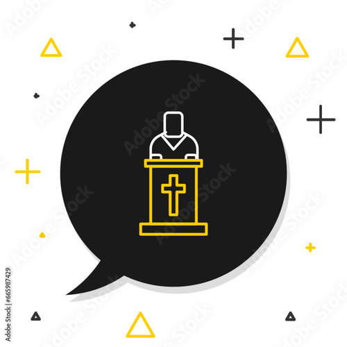 Line Church pastor preaching icon isolated on white background. Colorful outline concept. Vector
