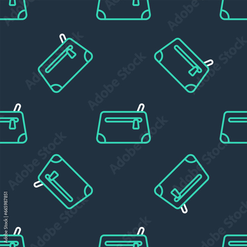 Line Cosmetic bag icon isolated seamless pattern on black background. Vector © vector_v