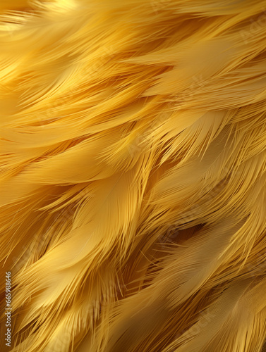 Federn in prachtvollen gelb als Hintergrundmotiv für Webdesign, ai generativ