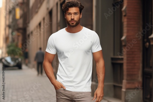 white t-shirt a men with model mockup
